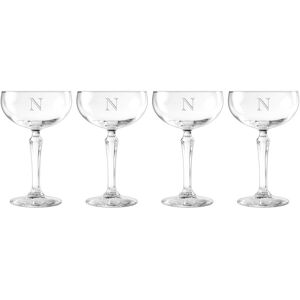 Susquehanna Glass Monogrammed Set of Four Engraver Cocktail Coupes, (A-Z) NoColor m