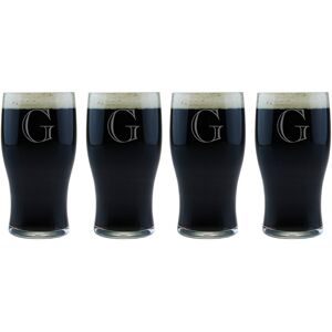 Susquehanna Glass Monogrammed Set of Four Engraver Classic Pub Glasses, (A-Z) NoColor d