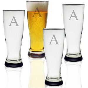 Susquehanna Glass Monogrammed Set of Four Beer Pilsners, (A-Z) Multicolor j