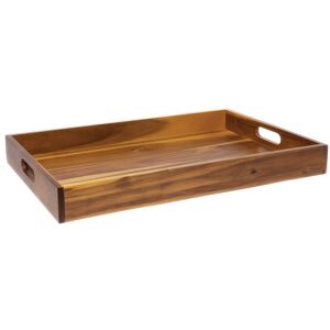 Lipper International Acacia Large Serving Tray With Cutout Handles Brown NoSize