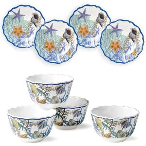 Certified International Blue Lagoon 8pc Canape Plate & Dip Bowl Set NoColor NoSize