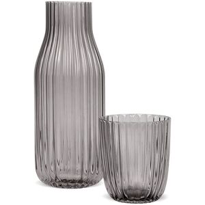 Elle Smoke Ribbed Glass Carafe Set Grey NoSize