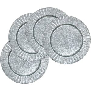 Circleware Jay Import Company Set of 4 Galvanized Ribbed Metal Charger Plates NoColor NoSize