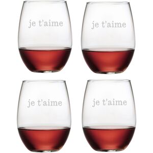 Susquehanna Glass Je T'aime Set of 4 21oz Stemless Wines NoColor NoSize