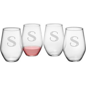 Susquehanna Glass Monogrammed Set of 4 Hudson Stemless Wine Glasses, (A-Z) NoColor k