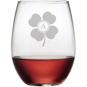 Susquehanna Glass Monogrammed Set of Four 16oz Clover Pint Glass Monogrammedes, (A-Z) NoColor p
