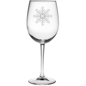 Susquehanna Glass Monogrammed Set of Four 19oz Mod Snowflake Wine Glass Monogrammedes, (A-Z) NoColor e