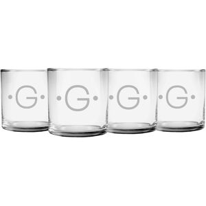 Susquehanna Glass Monogrammed Set of Four Dot Slim Rocks Glass Monogrammedes, (A-Z) NoColor m