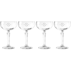 Susquehanna Monogrammed Set of Four Dot Cocktail Coupes, (A-Z) NoColor t