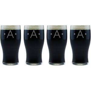 Susquehanna Glass Monogrammed Set of Four Dot Classic Pub Glasses, (A-Z) NoColor s