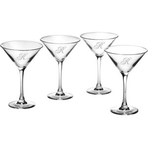 Susquehanna Glass Monogrammed Set of Four Champlain Martini Glass Monogrammedes, (A-Z) NoColor z