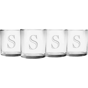 Susquehanna Glass Monogrammed Set of Four Engraver Slim Rocks Glass Monogrammedes, (A-Z) NoColor y