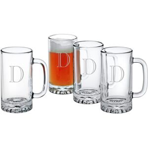 Susquehanna Glass Monogrammed Set of Four Engraver Pub Beer Handled Glass Monogrammedes, (A-Z) NoColor e