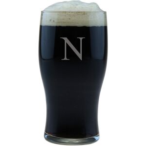 Susquehanna Glass Monogrammed Set of Four 16oz Classic Pub Glasses, (A-Z) NoColor i