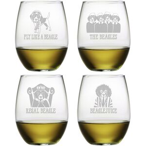 Susquehanna Glass Set of 4 The Beagles Assortment Stemless Wine Tumblers NoColor NoSize