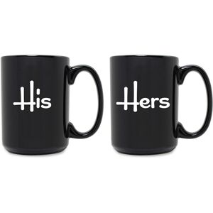 Susquehanna Glass Set of 2 His & Hers Grande Black Mugs NoColor 15oz