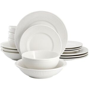 Elama Kate 16pc Textured Trim Porcelain Dinnerware Set White NoSize