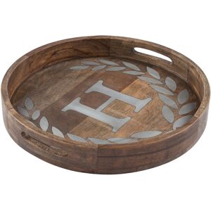 Gerson International GG Collection Heritage Collection Mango Wood Round Tray Letter "H" NoColor NoSize