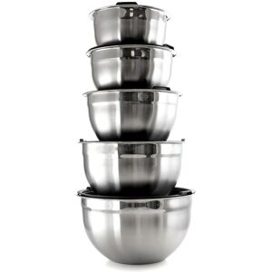 MegaChef 5pc Stackable Mixing Bowl Set With Lids NoColor NoSize