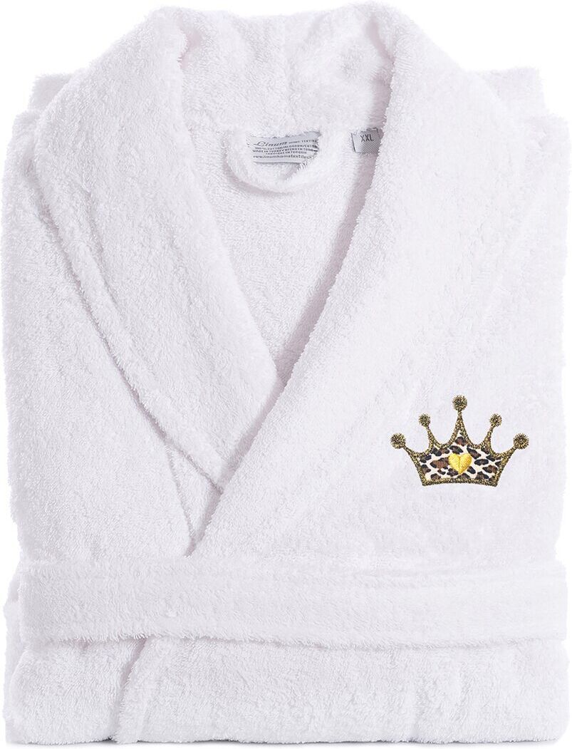 Linum Home Textiles Turkish Cotton Personalized Terry Bathrobe (Monogram A-Z) White v