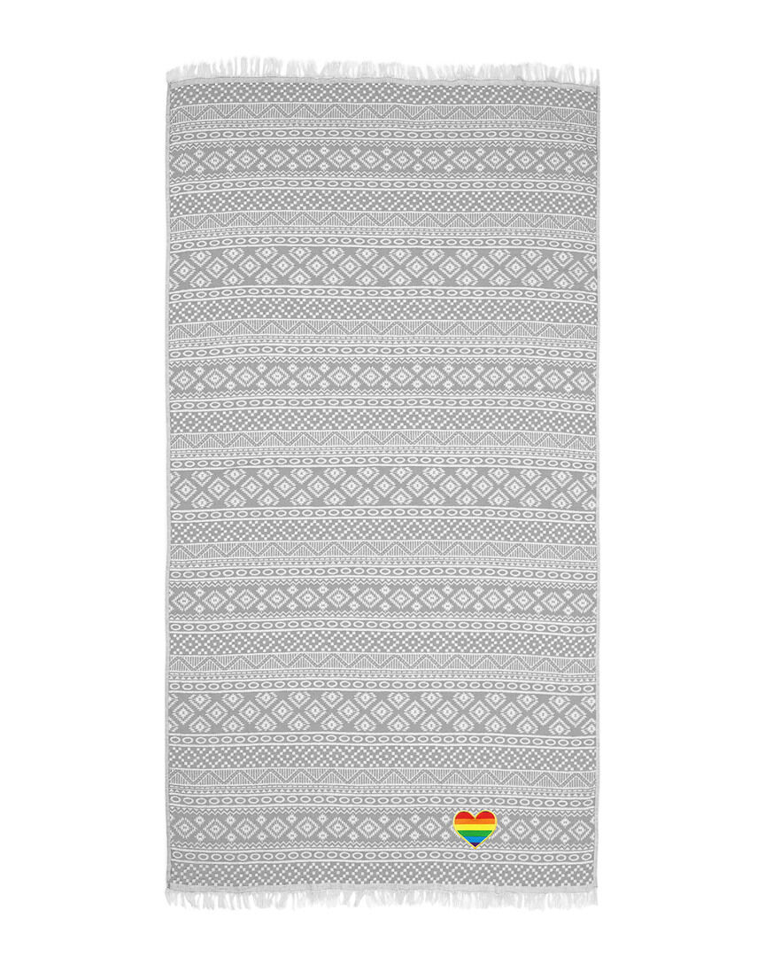 Linum Home Textiles Sea Breeze Rainbow Heart Beach Towel Grey NoSize