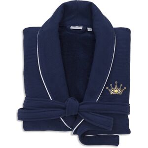 Linum Home Textiles Turkish Cotton Waffle Terry Bathrobe Navy Small/Medium