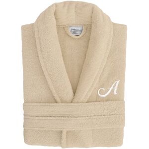 Linum Home Textiles Monogram Terry Bathrobe (A-Z Linum Font) in Small/Medium NoColor l
