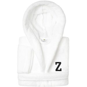 Linum Home Textiles Personalized Linum Kids Medium Super Plush Hooded Bathrobe with Black Bookman Font (Monogrammed A-Z) NoColor e