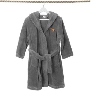 Linum Home Textiles Kids Super Plush Double Brushed Hooded Bathrobe Grey Medium
