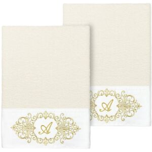 Linum Home Textiles Set of Two 100% Turkish Cotton Monogram Embellished Bath Towels NoColor k
