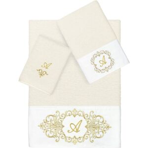 Linum Home Textiles 3pc 100% Turkish Cotton Monogram Embellished Towel Set NoColor o