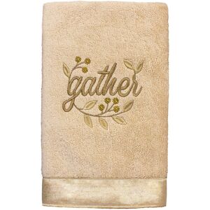 Linum Home Textiles Gather Embroidered Turkish Cotton Hand Towel Sand NoSize