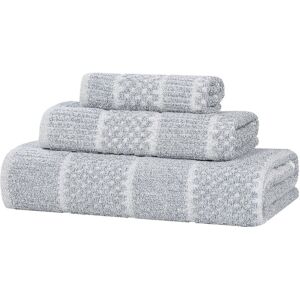 Superior Naples Medium Weight Checkered & Ribbed 3pc Towel Set NoColor set of 3