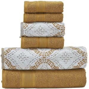 Modern Threads 6pc Yarn Dyed Jacquard Towel Set Gold 6 pc