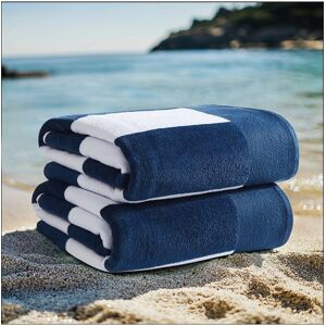 Oceanfront Resort Set of 2 Cabana Stripe Beach Towels Blue set of 2