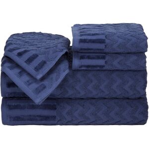 Lavish Home Chevron Egyptian Cotton 6Pc Towel Set Navy 6 pc