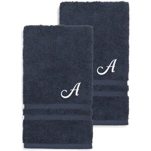 Linum Home Textiles Monogram Turkish Cotton 2pc Denzi Hand Towel Set (A-Z) Blue t