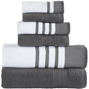 Modern Threads 6pc Quick Dry White/Contrast Towel Set NoColor NoSize