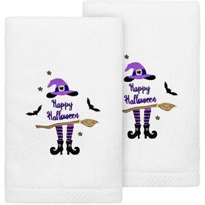 Linum Home Textiles Set of 2 Hat-Broom-Legs Embroidered Luxury Turkish Cotton Hand Towels NoColor 2 pc