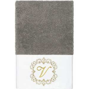 Linum Home Textiles Set of Two 100% Turkish Cotton Monogram Embellished Hand Towels NoColor x