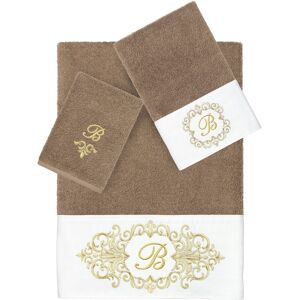 Linum Home Textiles 3pc 100% Turkish Cotton Monogram Embellished Towel Set NoColor u