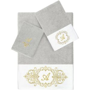 Linum Home Textiles 3pc 100% Turkish Cotton Monogram Embellished Towel Set NoColor h