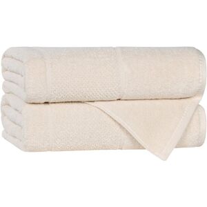 Superior Set of 2 Mile Smart Twist Cotton Medium Weight Solid Broad Border Bath Towels NoColor set of 2