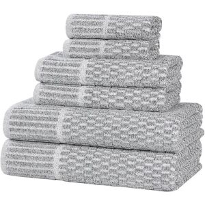 Superior Juno Medium Weight Checkered Border 6pc Towel Set NoColor set of 6