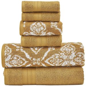 Modern Threads 6pc Yarn Dyed Jacquard Towel Set Gold 6 pc