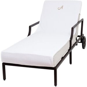 Linum Home Textiles Chaise Lounge Cover-(Monogram A-Z) White a
