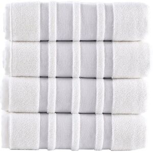 Brooks Brothers Contrast Border 4Pc Hand Towels Silver NoSize