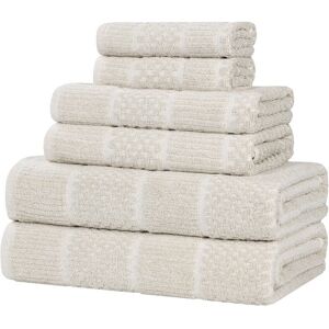 Superior Naples Medium Weight Checkered & Ribbed 6pc Towel Set NoColor set of 6