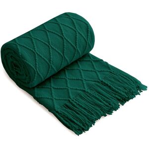 Unikome Ultra Soft Knit Reversible Diamond Throw Blanket Green 50X60"