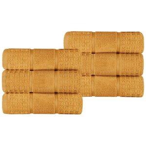 Superior Set of 6 Zero Twist Cotton Waffle Honeycomb Plush Soft Absorbent Hand Towels NoColor 6 pc